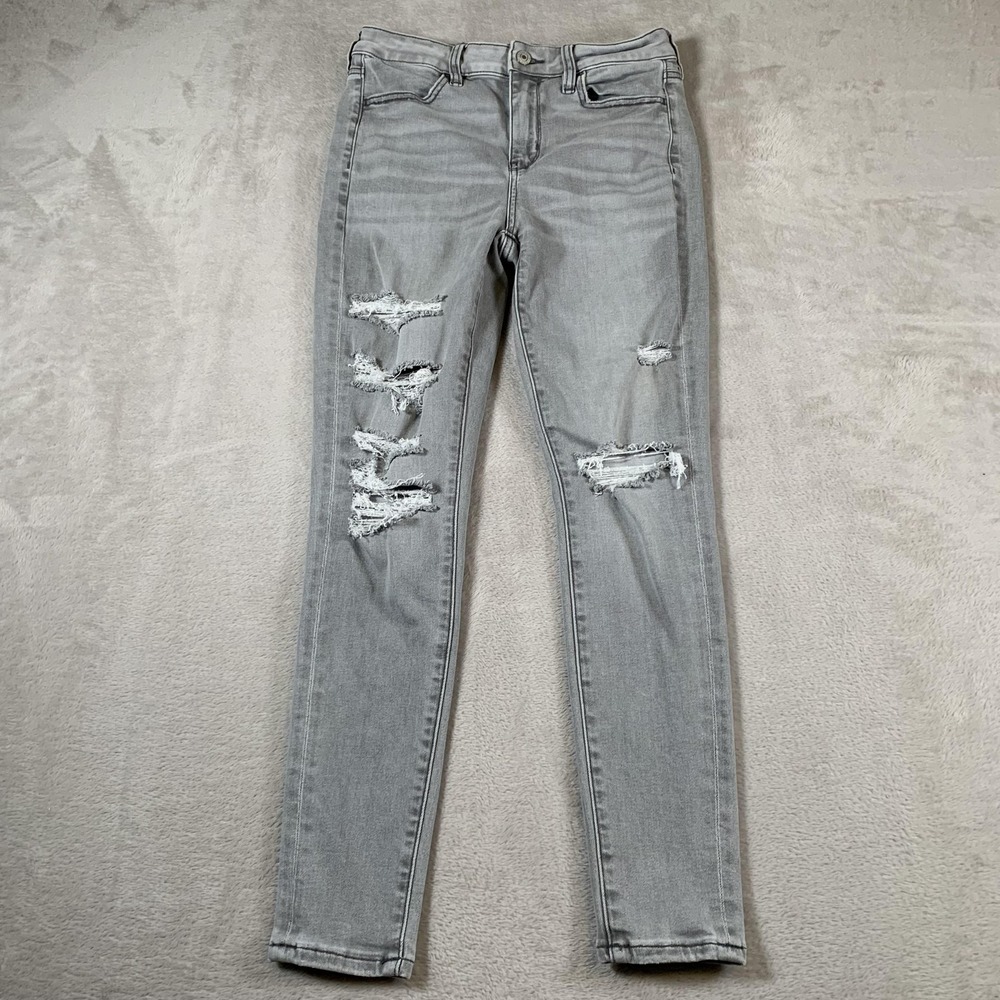 American Eagle Jeans Womens 4 Short Hi-Rise Jegging Distressed Ripped Stretch